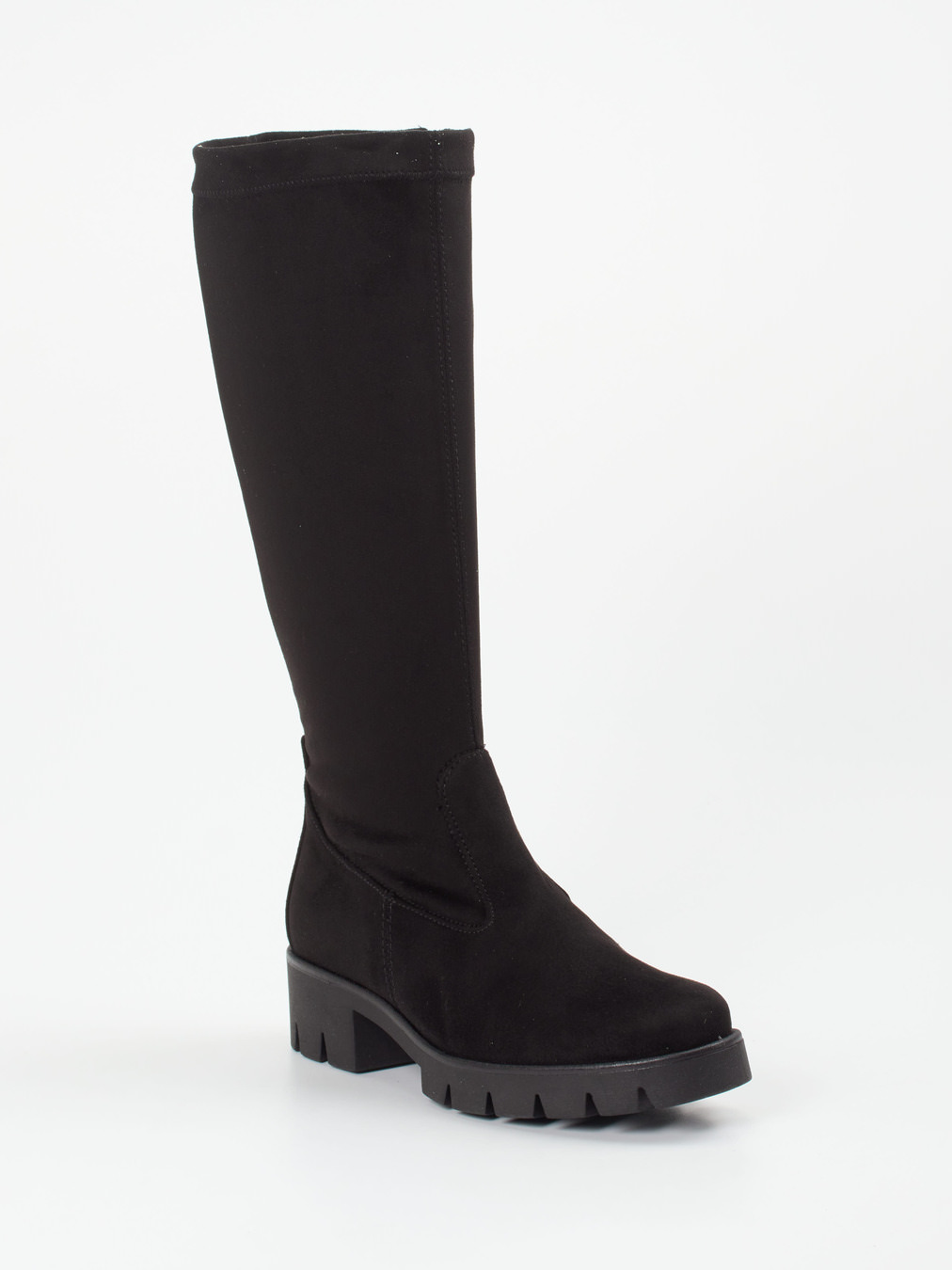 Gabor – Kniehohe Stiefel aus Veloursleder schwarz