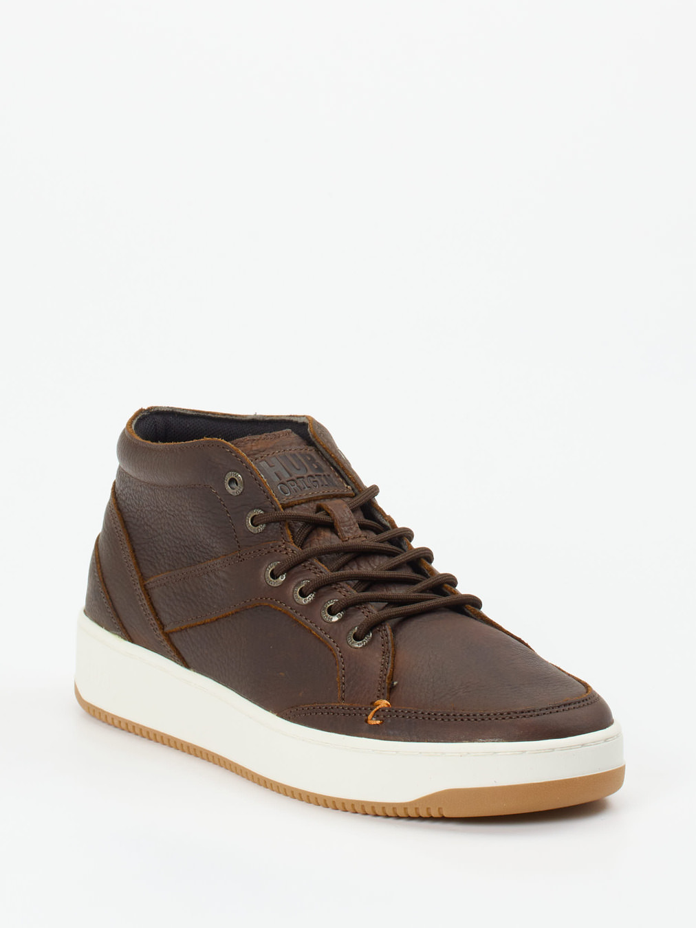 HUB – Mid-Top Sneaker aus Fettleder braun