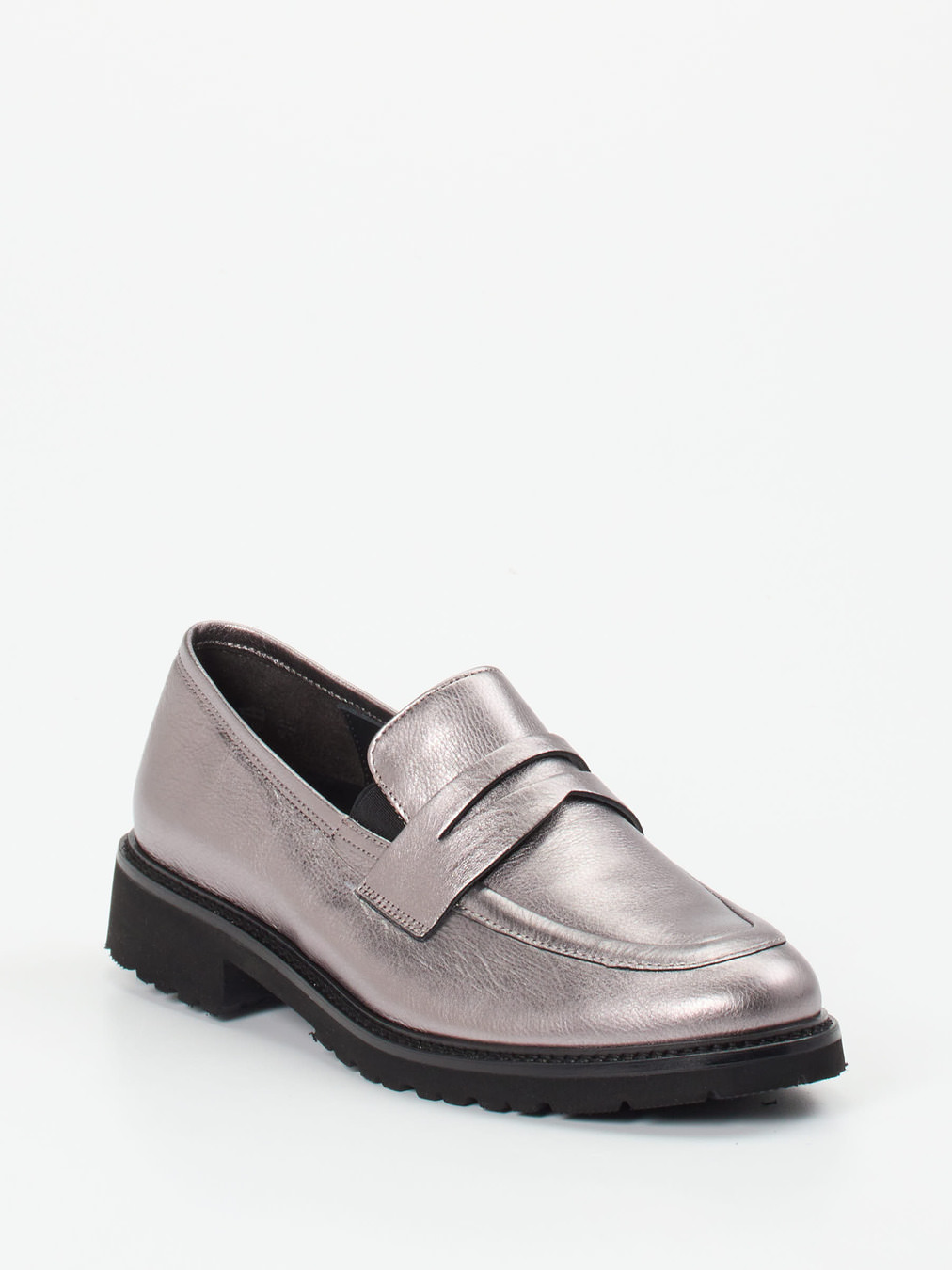 Semler – Loafer aus Metallicleder silberfarben