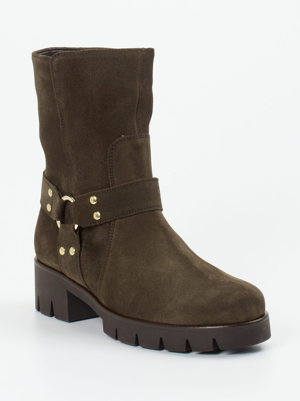 Gabor – Biker Boots aus Veloursleder Dunkelbraun