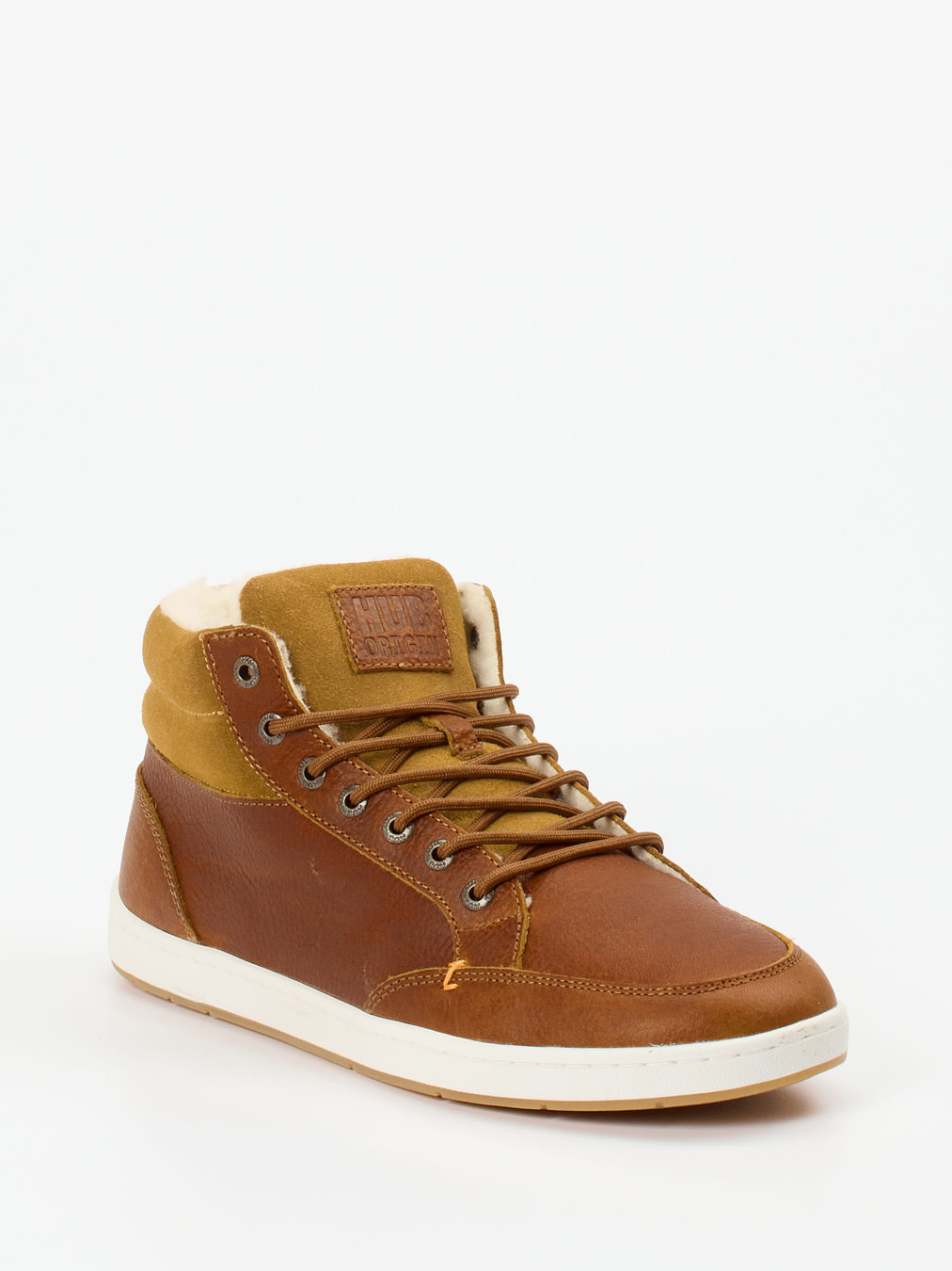 HUB – Mid-Top-Sneaker aus Fettleder braun