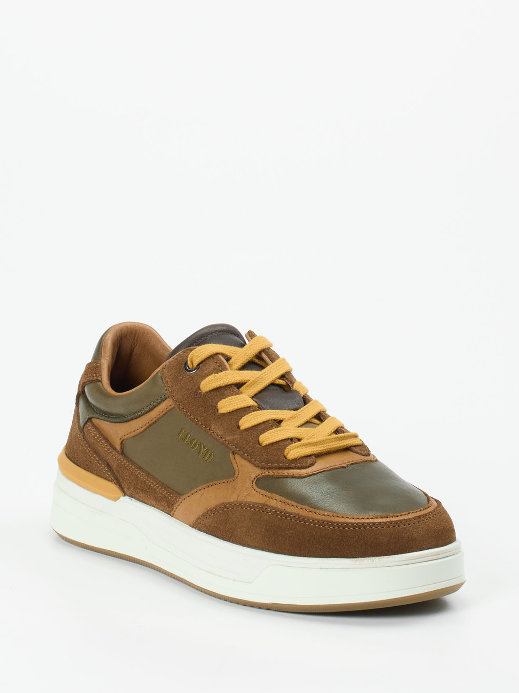 Lloyd – Sneaker aus Kalbleder und Veloursleder oliv
