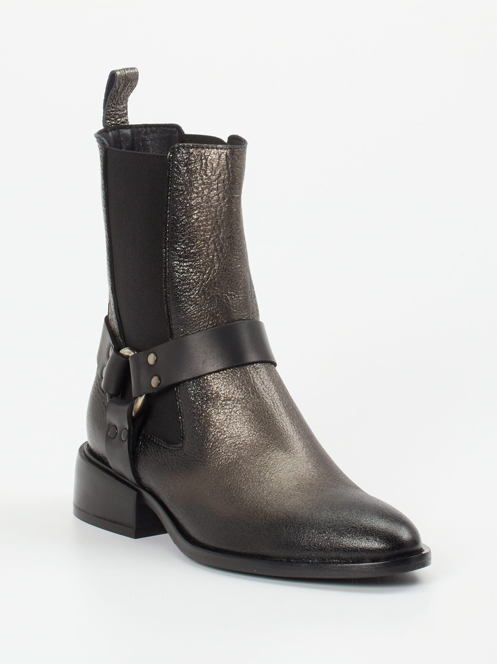 Konstantin Starke – Harness-Stiefelette aus Kalbleder schwarz