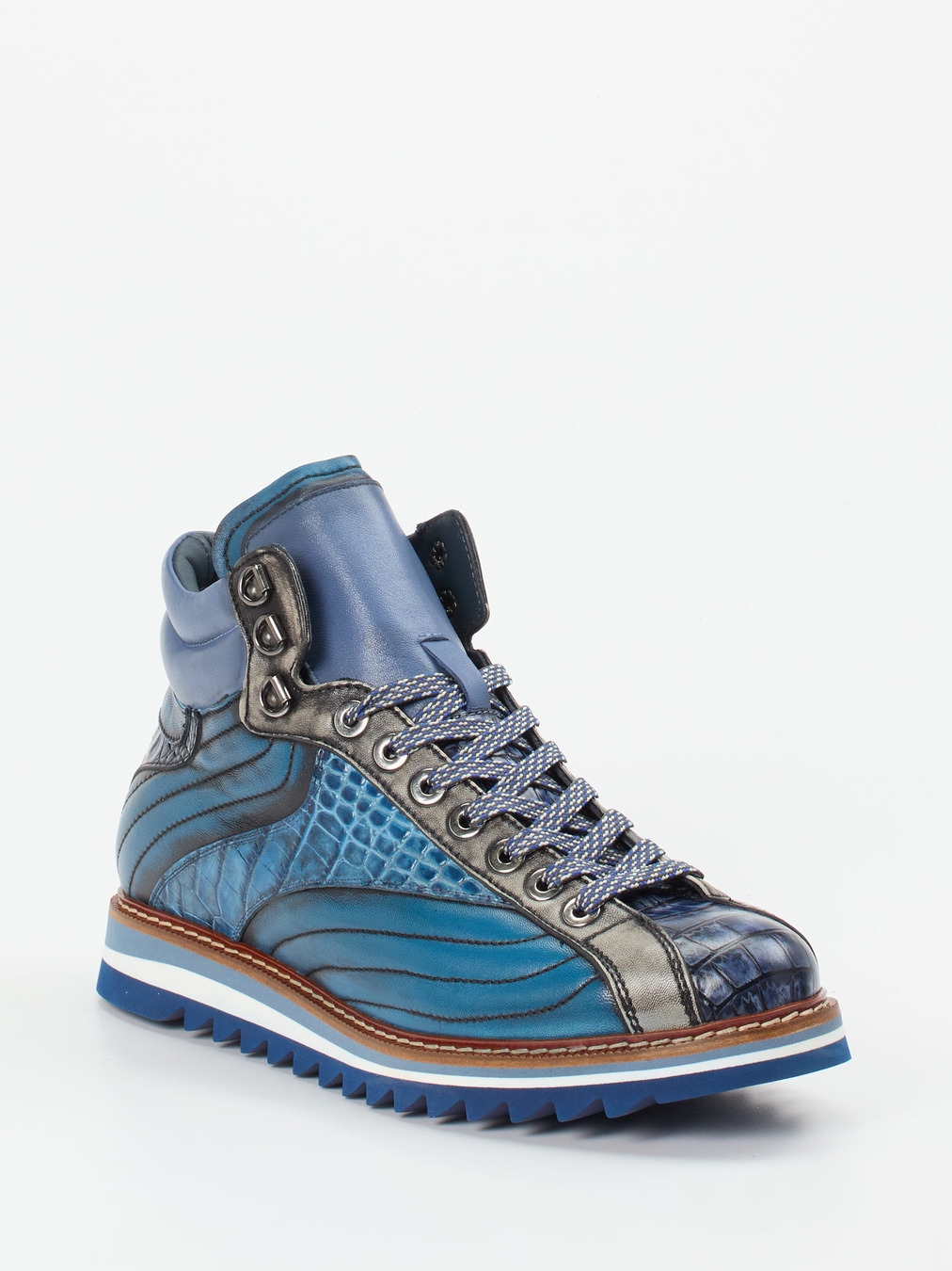 Konstantin Starke – High-Top Sneaker aus geprägtem Leder Blau