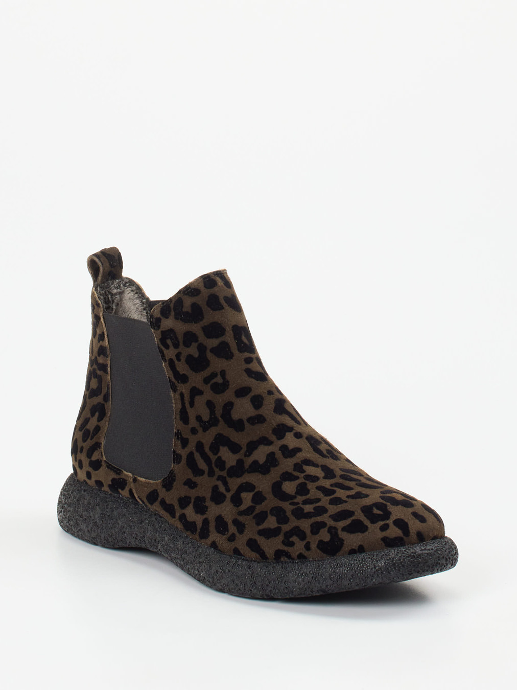Donna Carolina – Chelsea Boots aus Veloursleder Leoprint