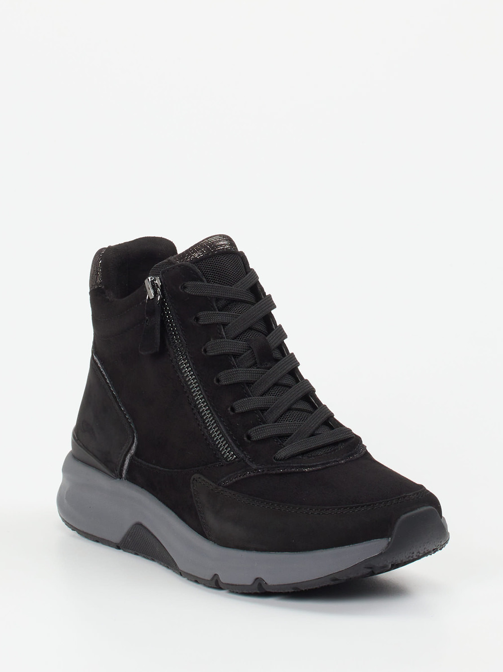 Gabor Comfort – High-Top Sneaker aus Veloursleder Schwarz