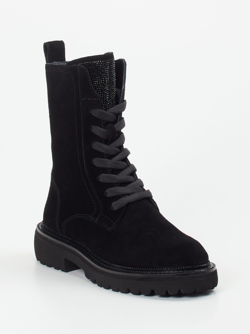 Maripé – Schnürboots aus Veloursleder Schwarz