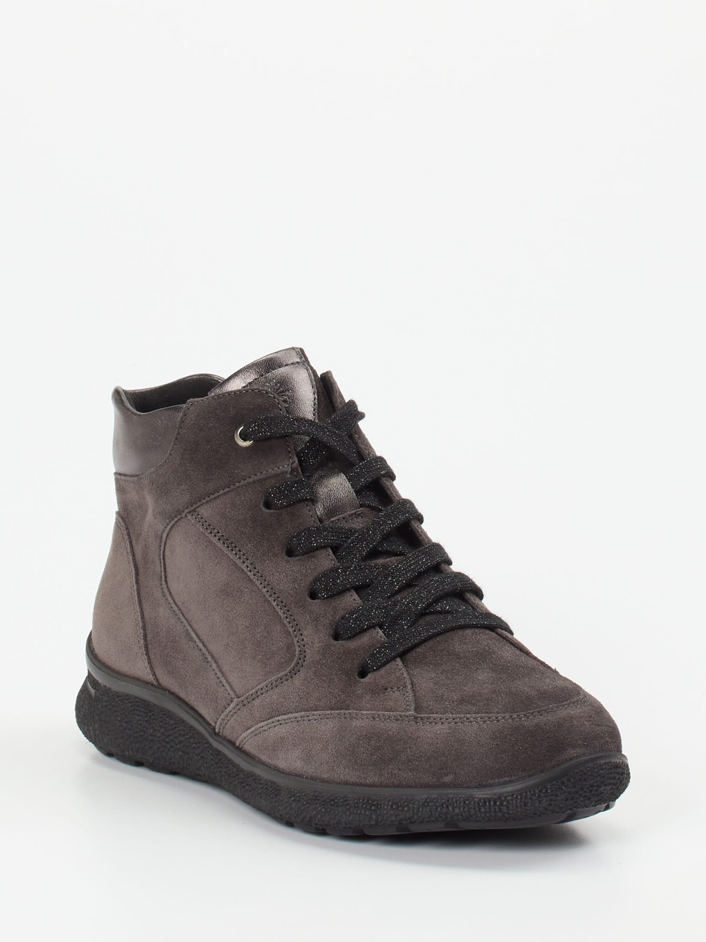 Hartjes – Schnürstiefelette aus Veloursleder grau