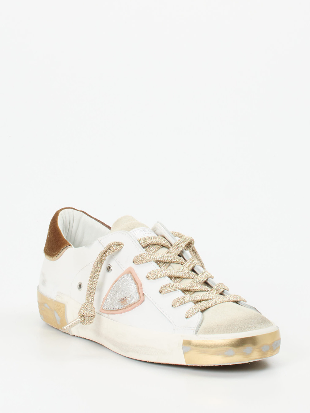 Philippe Model – Sneaker aus Velours- und Glattleder weiß