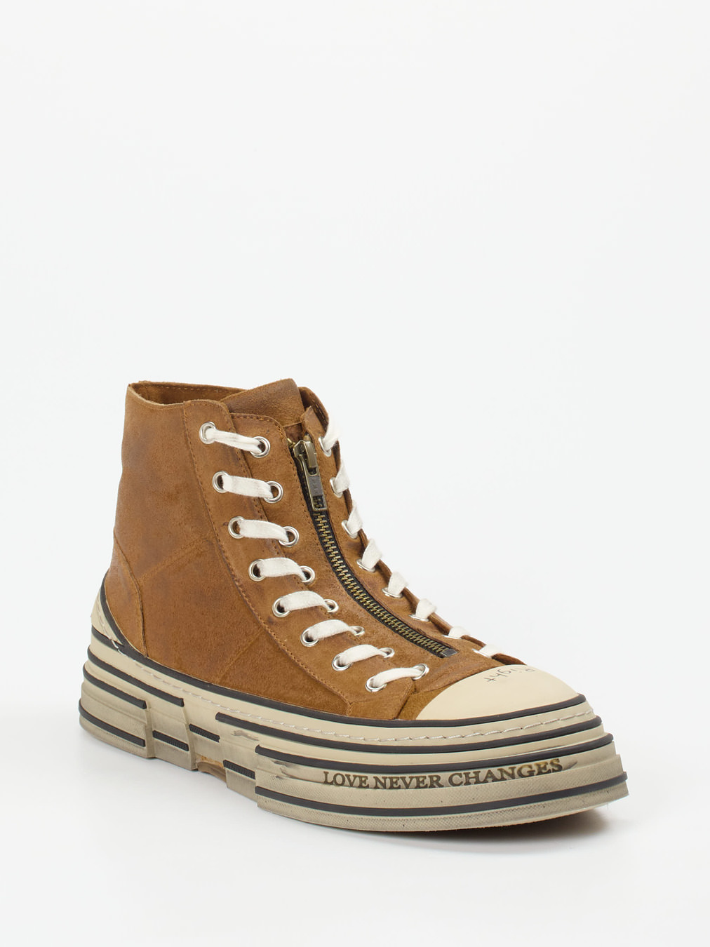 Rebecca White – High-Top Sneaker aus Veloursleder cognac