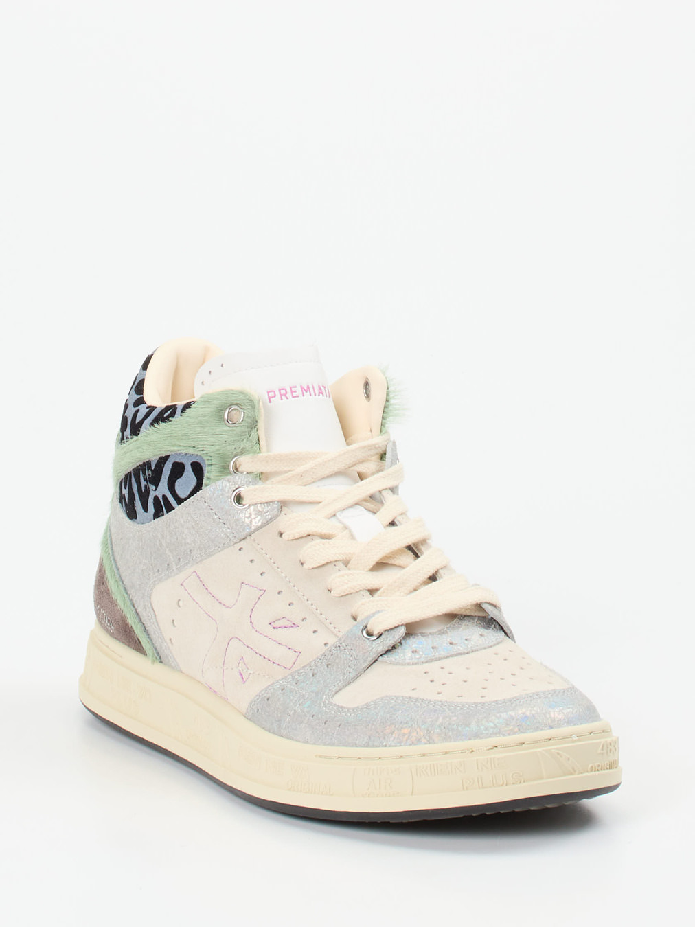 Premiata – Mid-Top Sneaker aus Veloursleder cremebeige