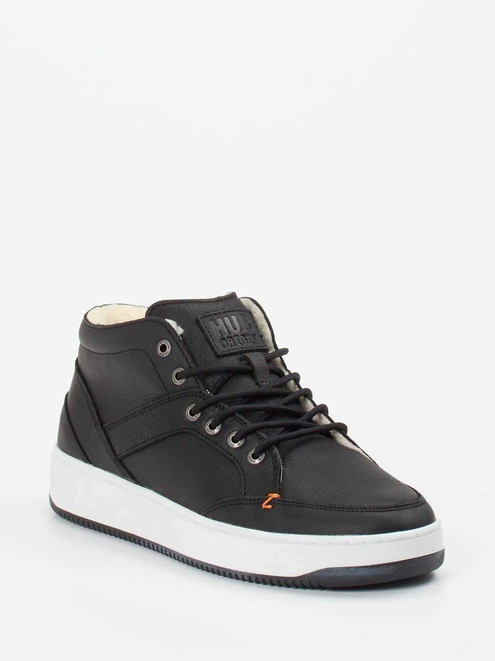 HUB – Mid-Top Sneaker aus Fettleder schwarz