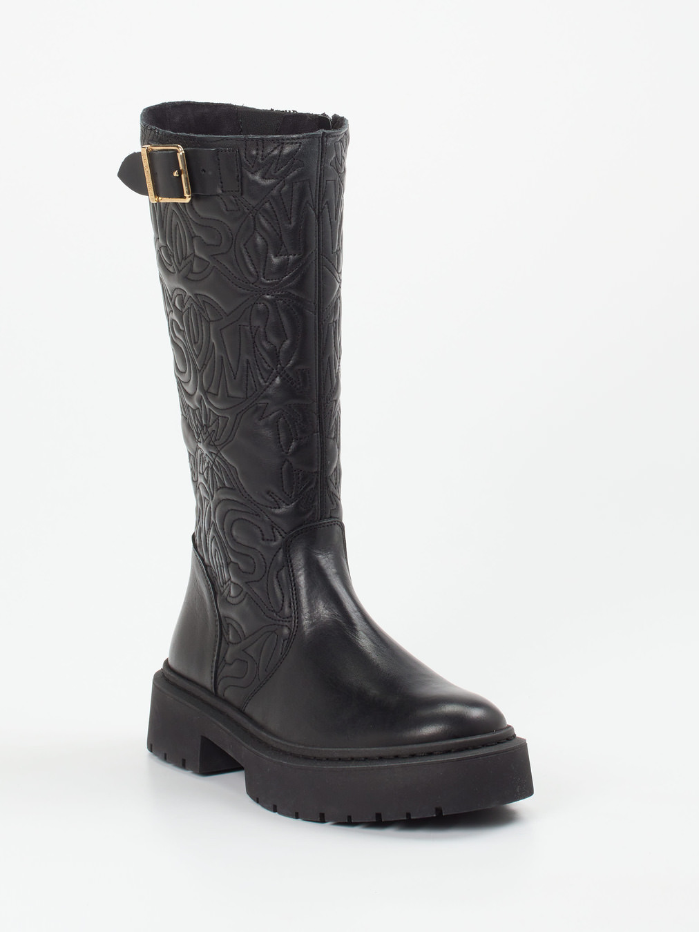 Steve Madden – Mid-Calf-Stiefel aus Glattleder Schwarz