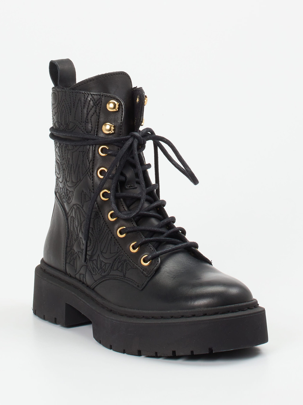 Steve Madden – Schnürboots aus Leder in Schwarz