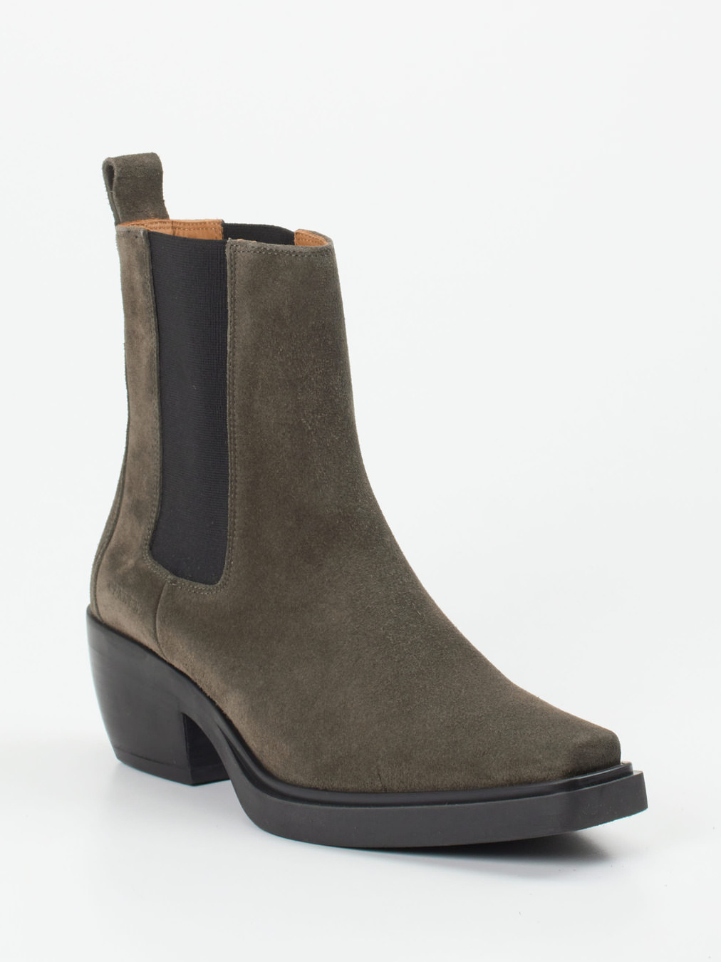 Copenhagen – Chelsea Boots aus Veloursleder olivgrau