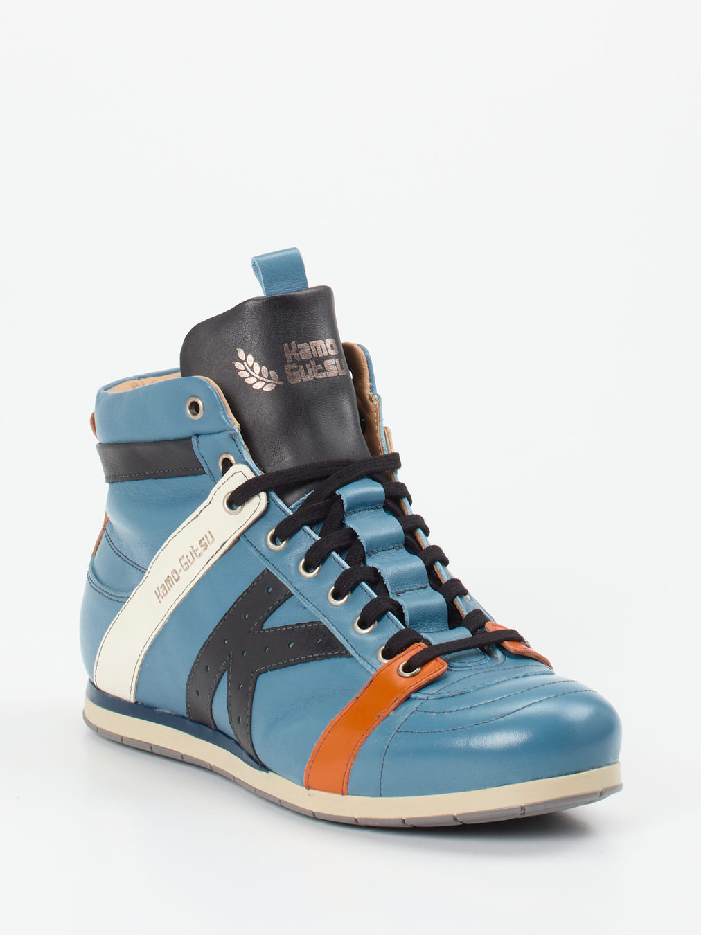 Kamo Gutsu – High-Top Sneaker aus Kalbleder Petrol