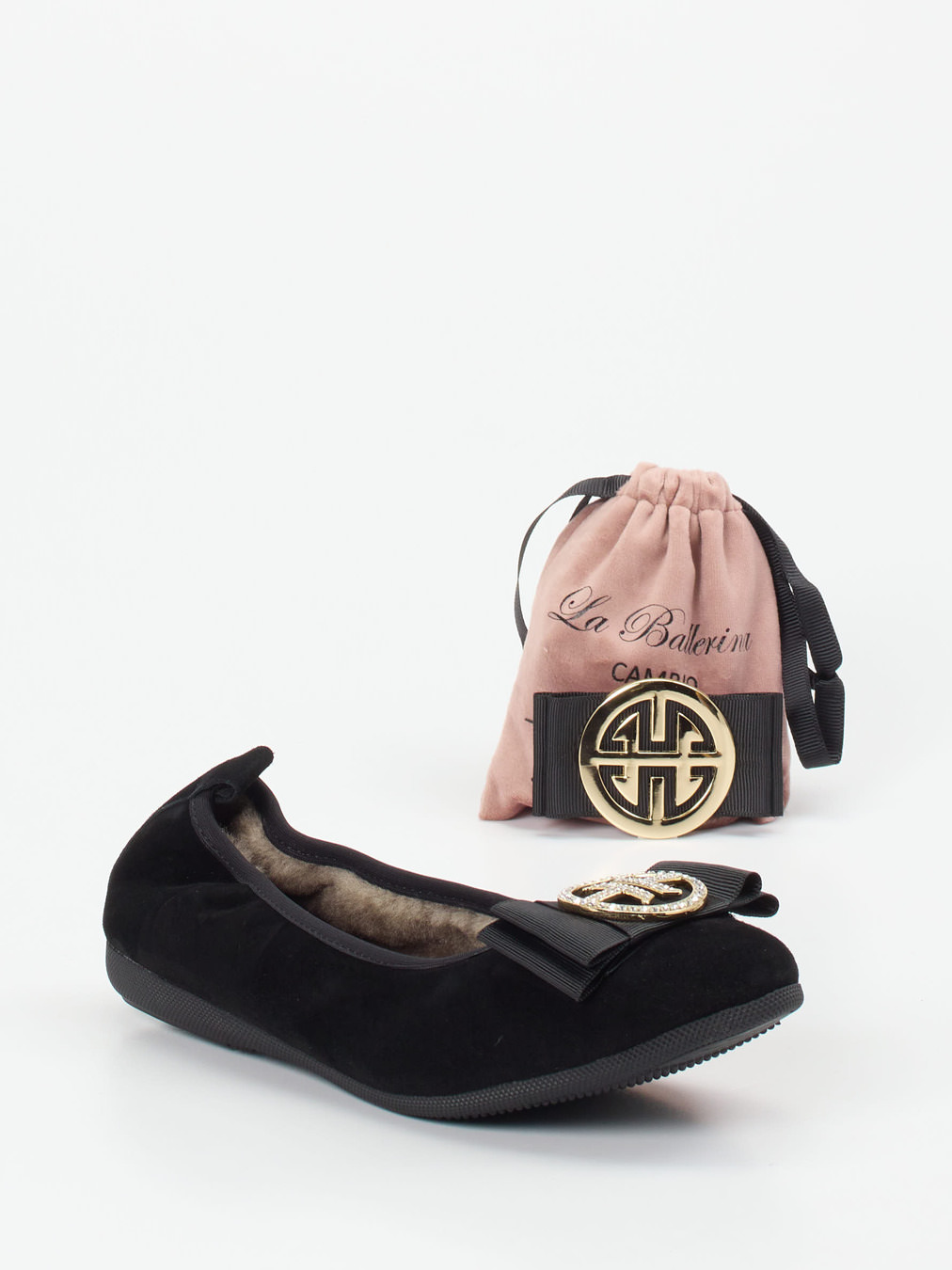 La Ballerina – Ballerinas aus Veloursleder Schwarz