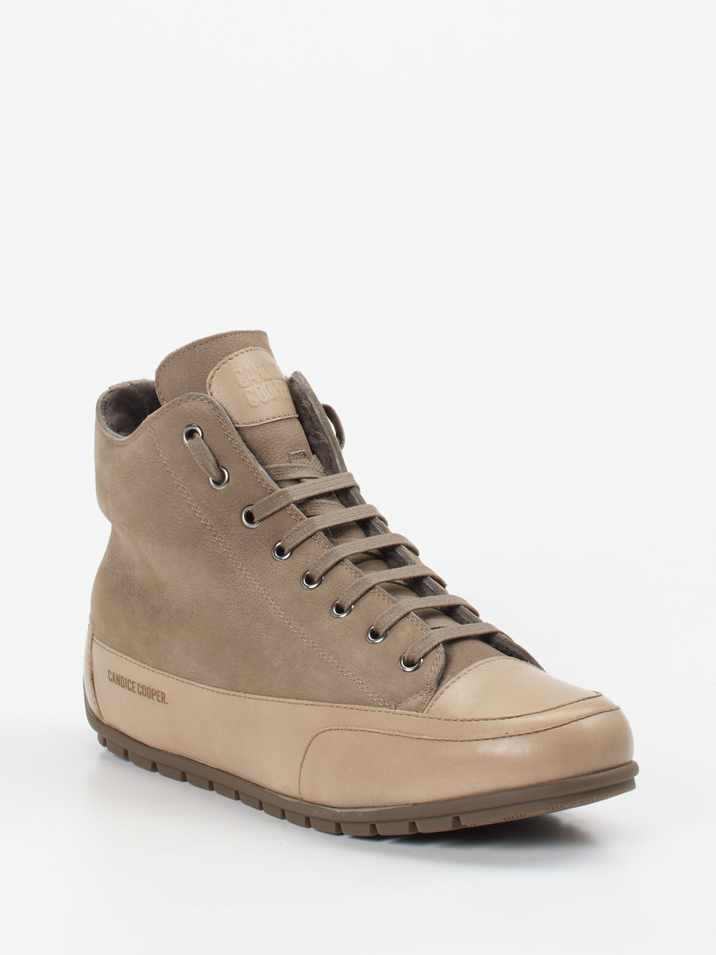 Candice Cooper – High-Top Sneaker aus Nubukleder taupe