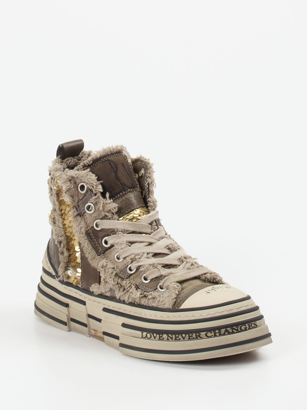 Rebecca White – High-Top Sneaker aus Textil mit Pailletten