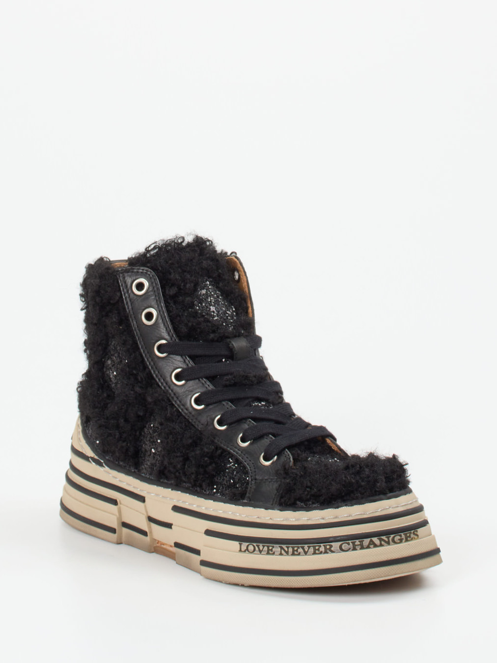 Rebecca White – High-Top-Sneaker aus Textil in Schwarz