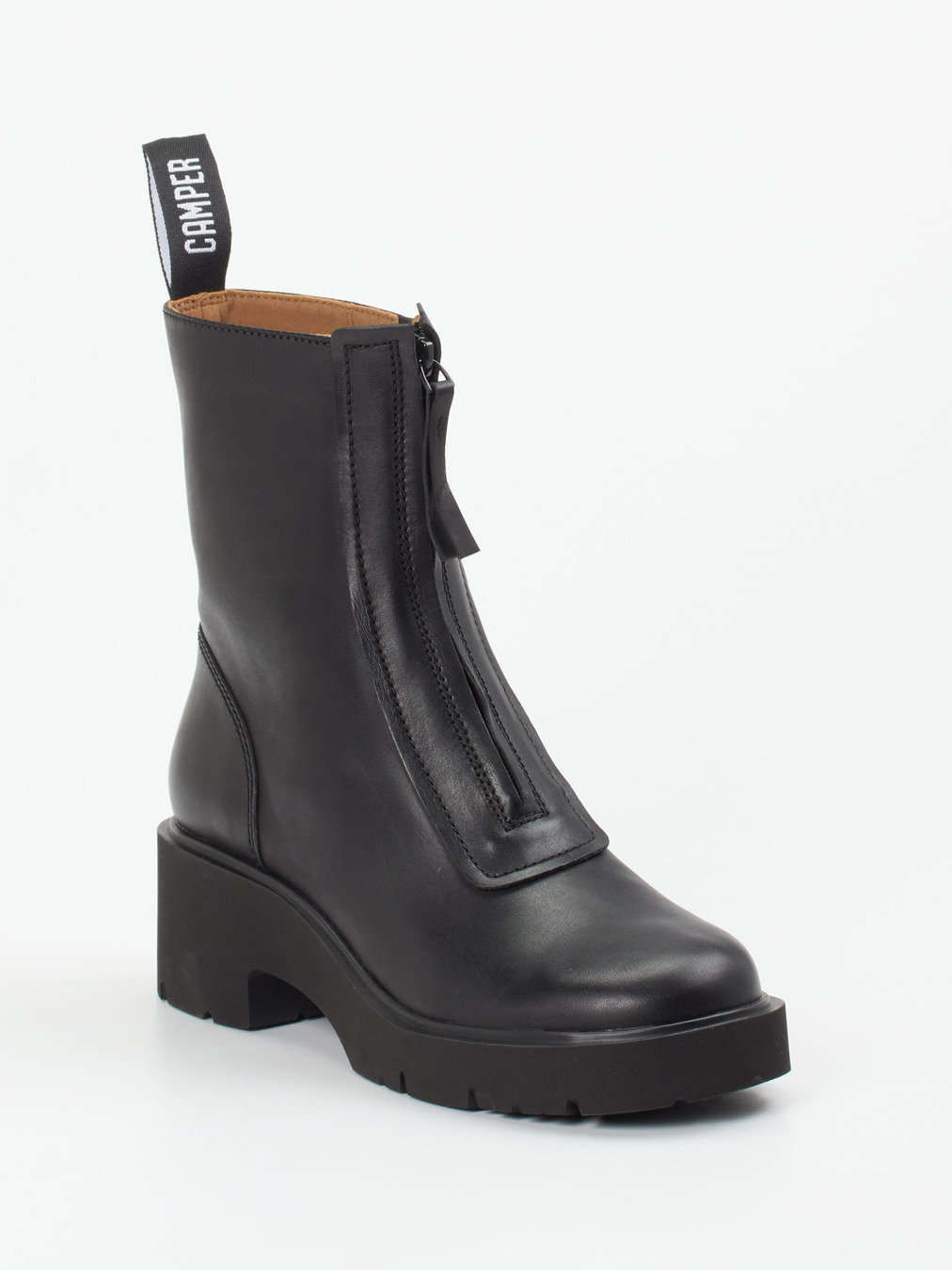 Camper – Plateau-Stiefeletten aus Leder in Schwarz