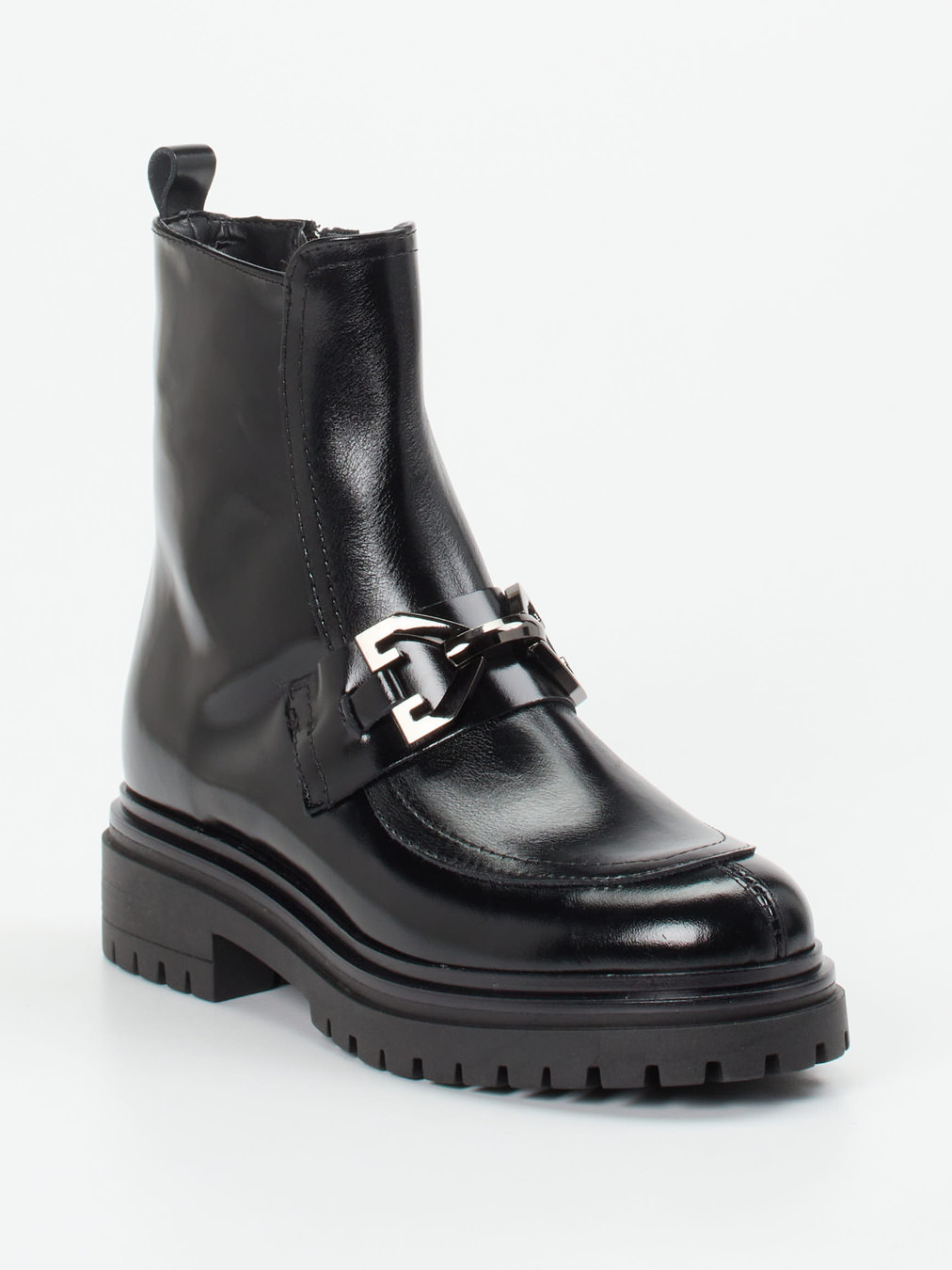 Andrea Puccini – Stiefelette aus Hochglanzleder schwarz