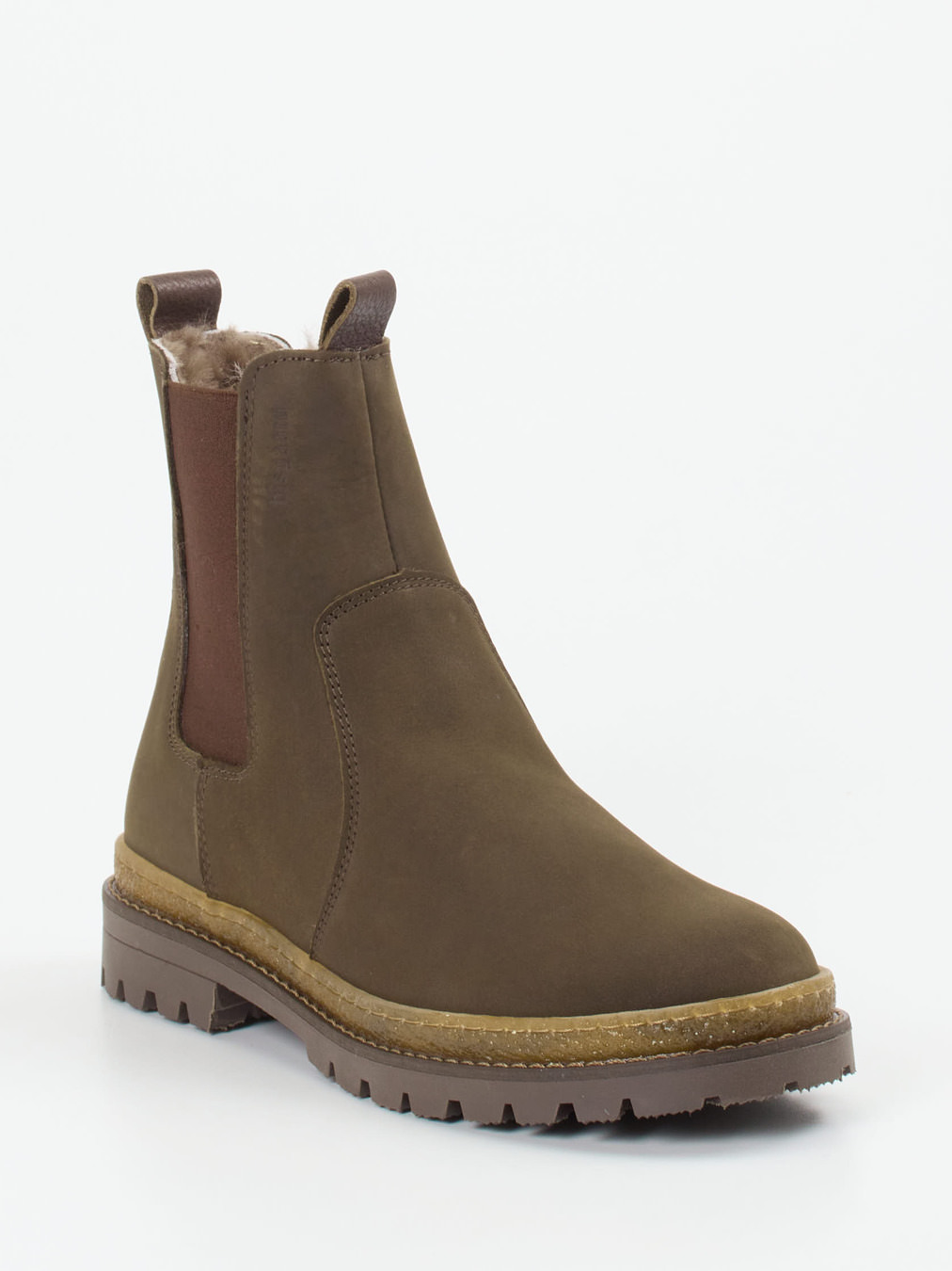 Bisgaard – Chelsea Boots aus Nubukleder olivbraun