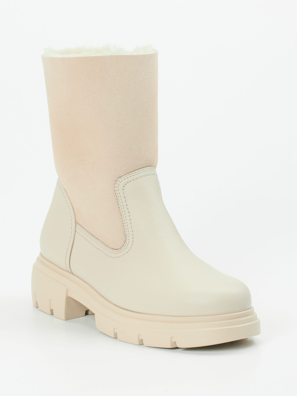 Paul Green – Stiefelette aus Velours- und Glattleder beige