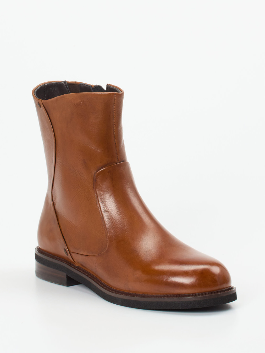 Ginger & Glove – Stiefelette aus Kalbleder cognacbraun