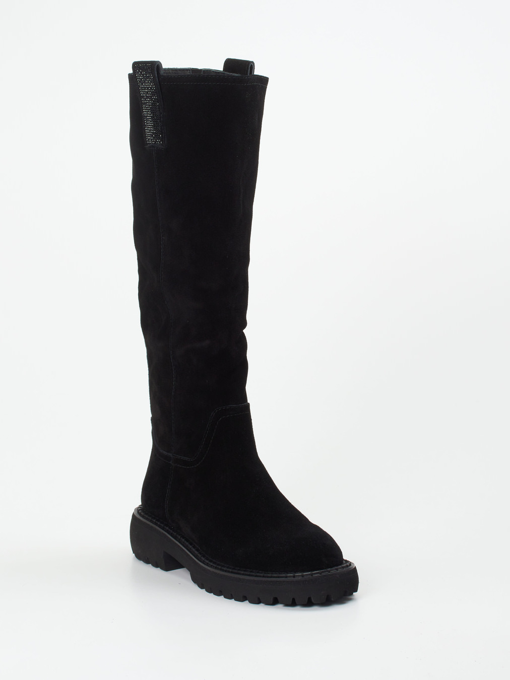 Maripé – Langschaftstiefel aus Veloursleder Schwarz