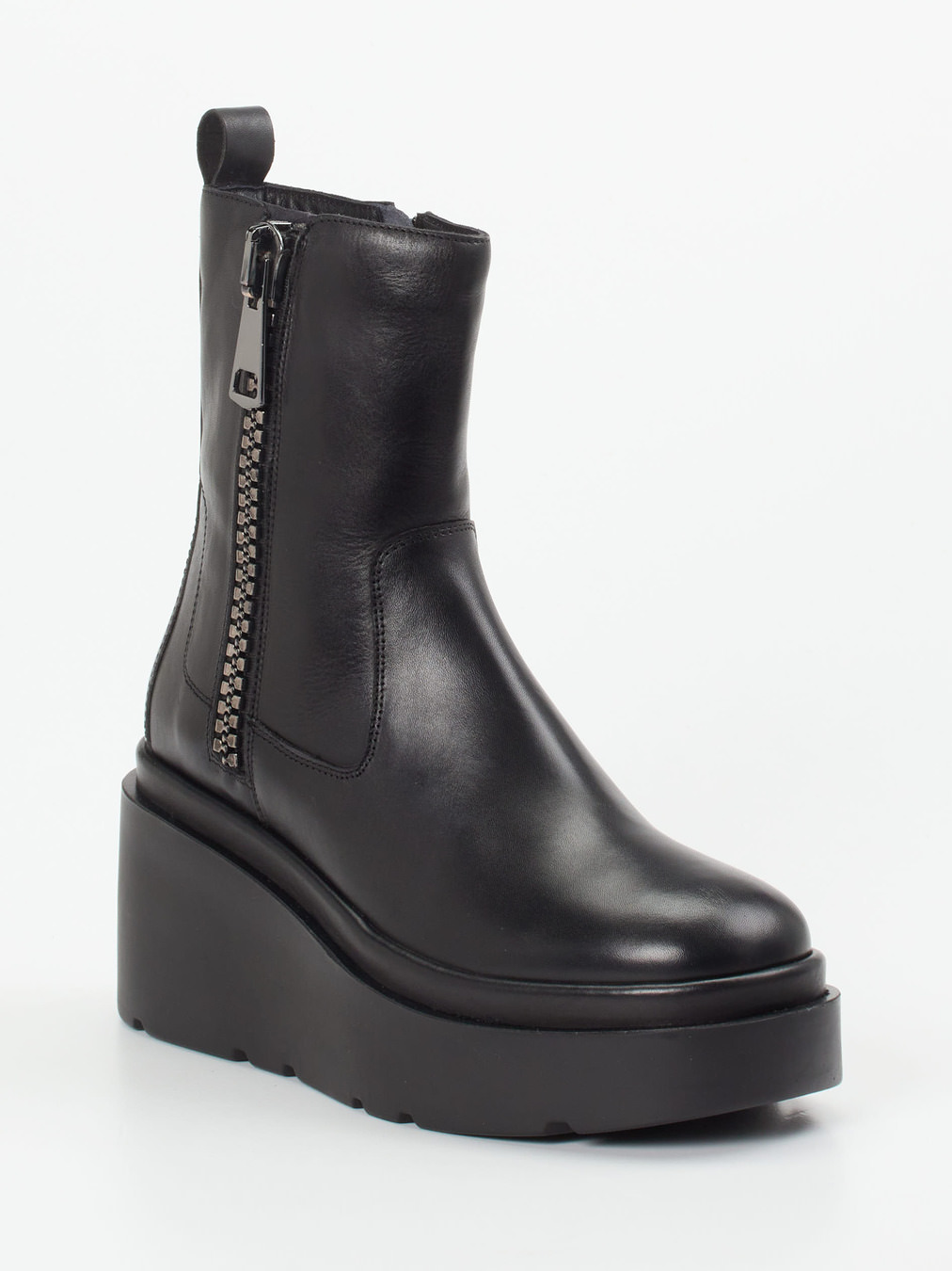 CAFèNOIR – Plateau-Stiefeletten aus Glattleder Schwarz