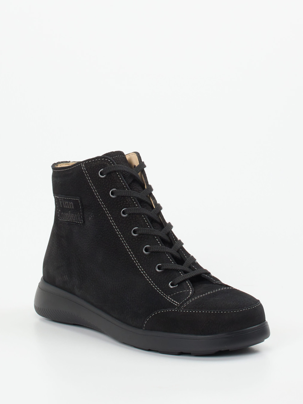 Finn Comfort – Schnürstiefelette aus Nubukleder schwarz