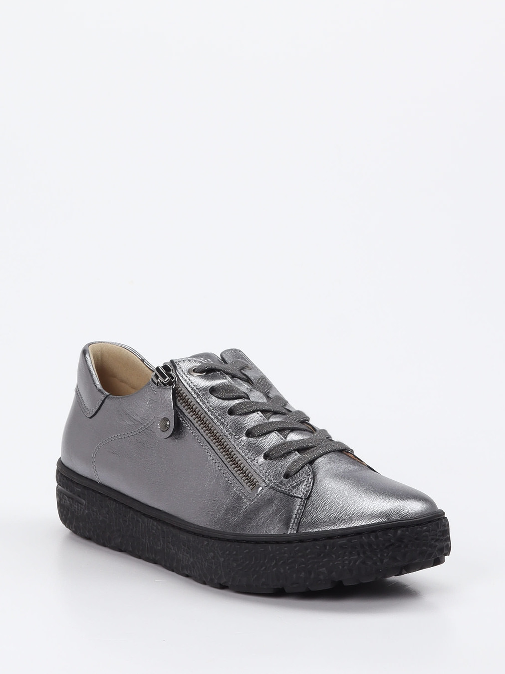 Hartjes – Sneaker aus Metallicleder silberfarben