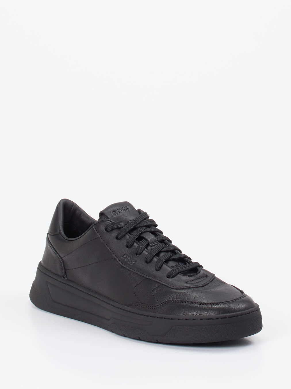 Boss – Low-Top-Sneaker aus Kalbleder Schwarz