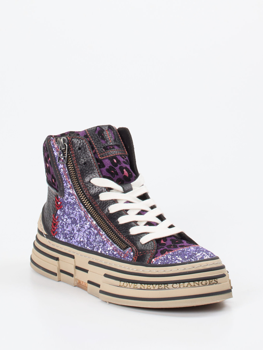 Rebecca White – High-Top Sneaker aus Metallic mit Glitzer