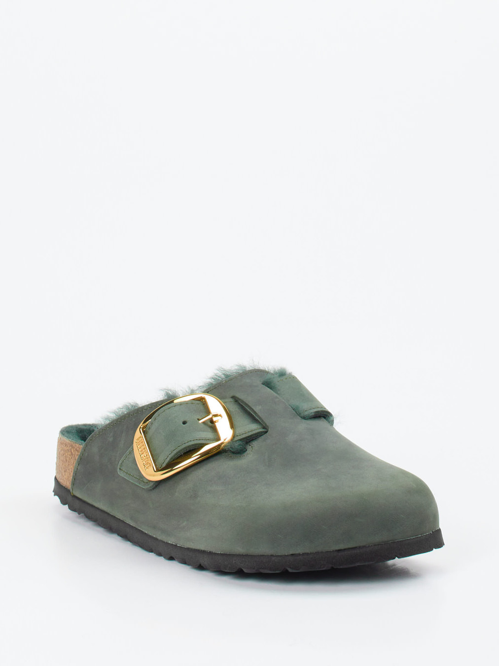 Birkenstock – Pantoletten aus Nubukleder olivgrün