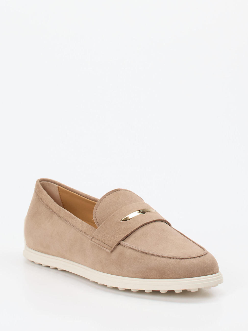 Tod's – Loafer aus Veloursleder Sandbeige