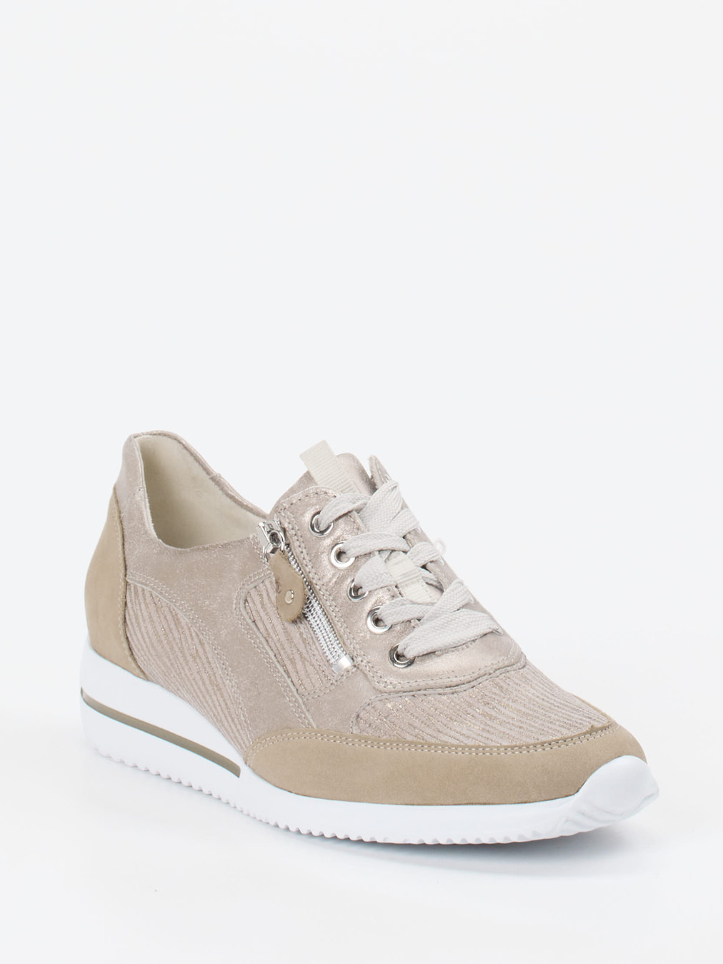 Waldläufer – Komfort-Sneaker aus geprägtem Leder beige