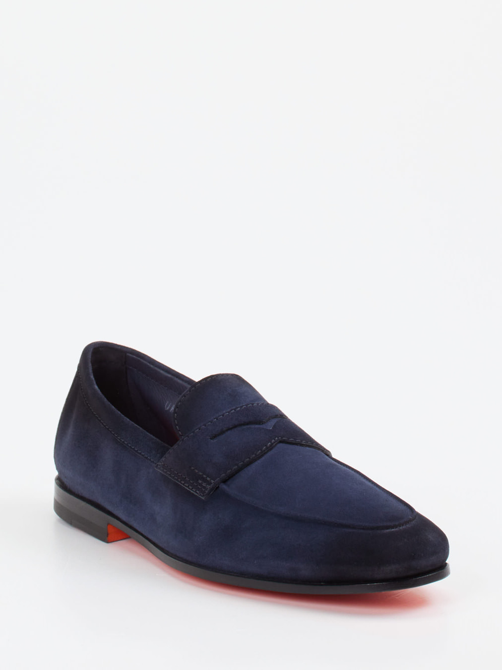 Santoni – Penny Loafer aus Veloursleder Dunkelblau