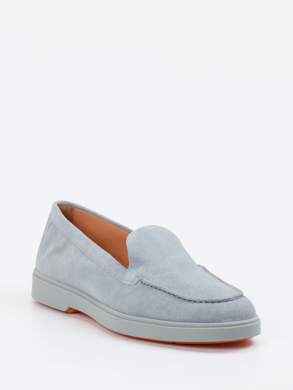 Santoni – Loafer aus Veloursleder in Eisblau
