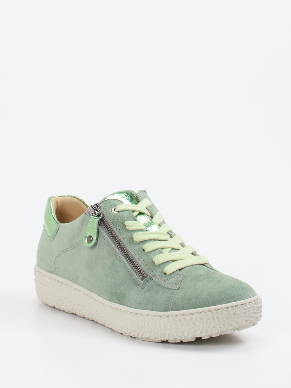 Hartjes – Sneaker aus Veloursleder Salbeigrün