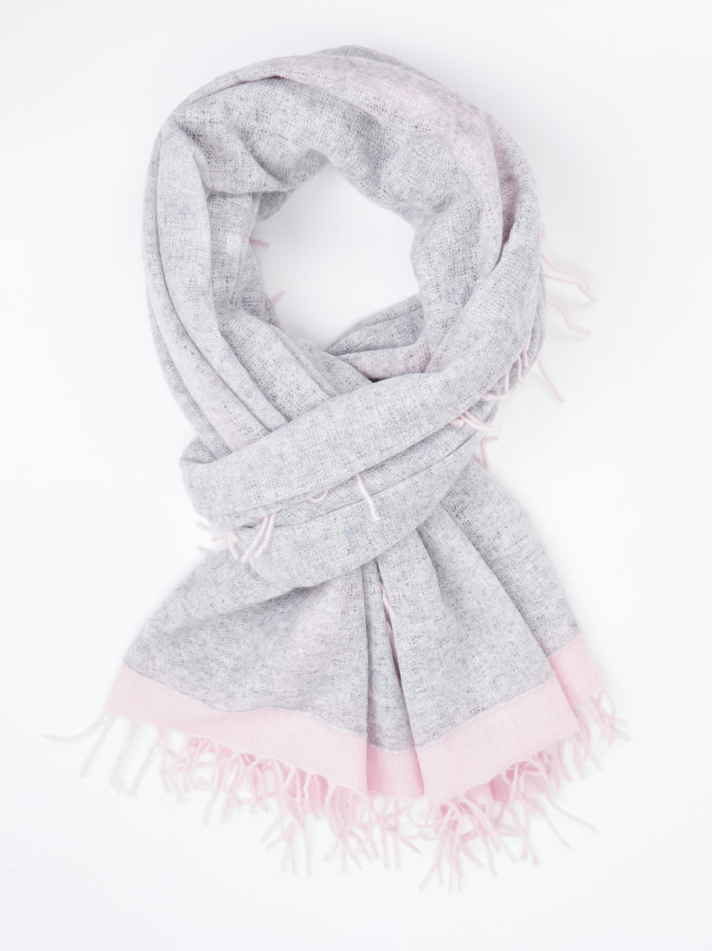 Konstantin Starke – Fransenschal aus Kaschmir Hellgrau