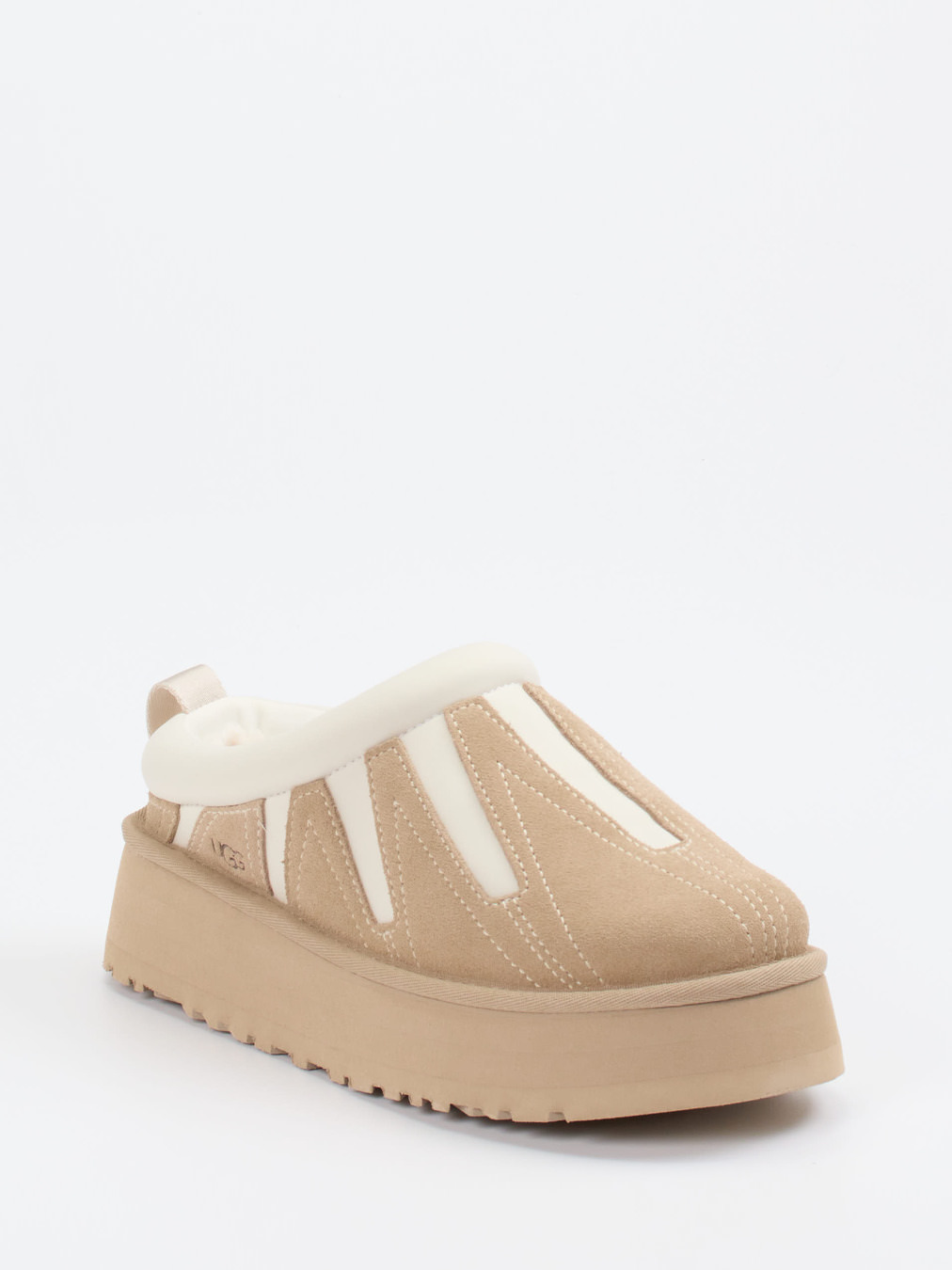 UGG – Plattform-Pantoletten aus Veloursleder Beige