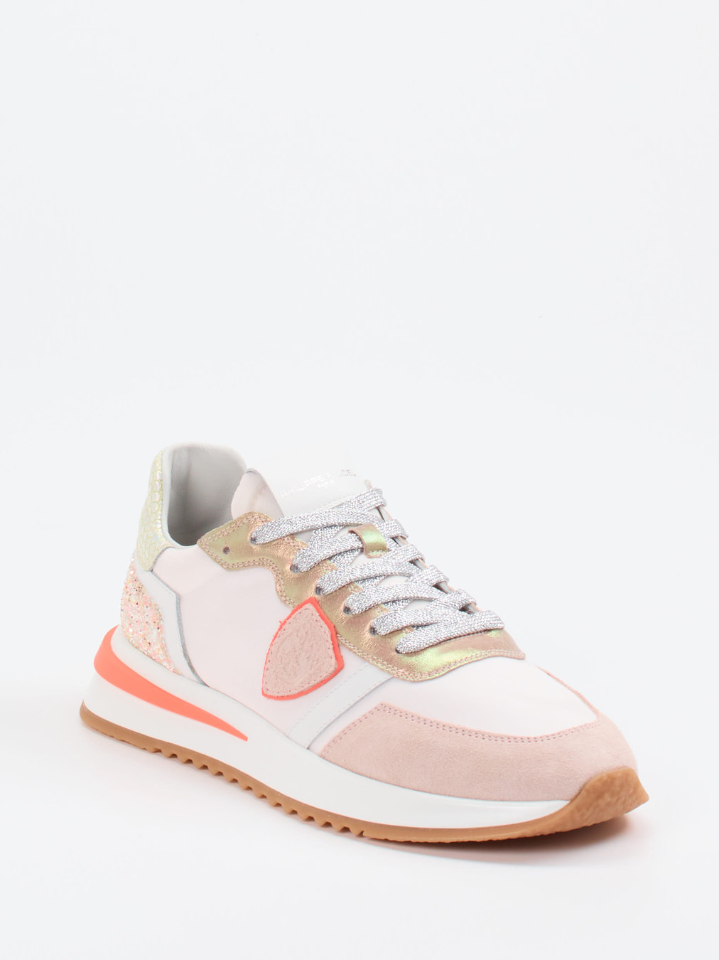 Philippe Model – Sneaker aus Veloursleder und Textil in Rosé