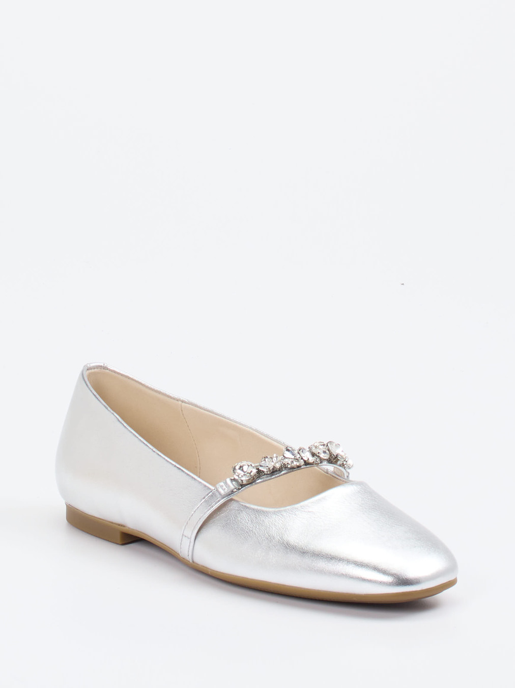 Gabor – Mary Jane Ballerinas aus Metallicleder silber