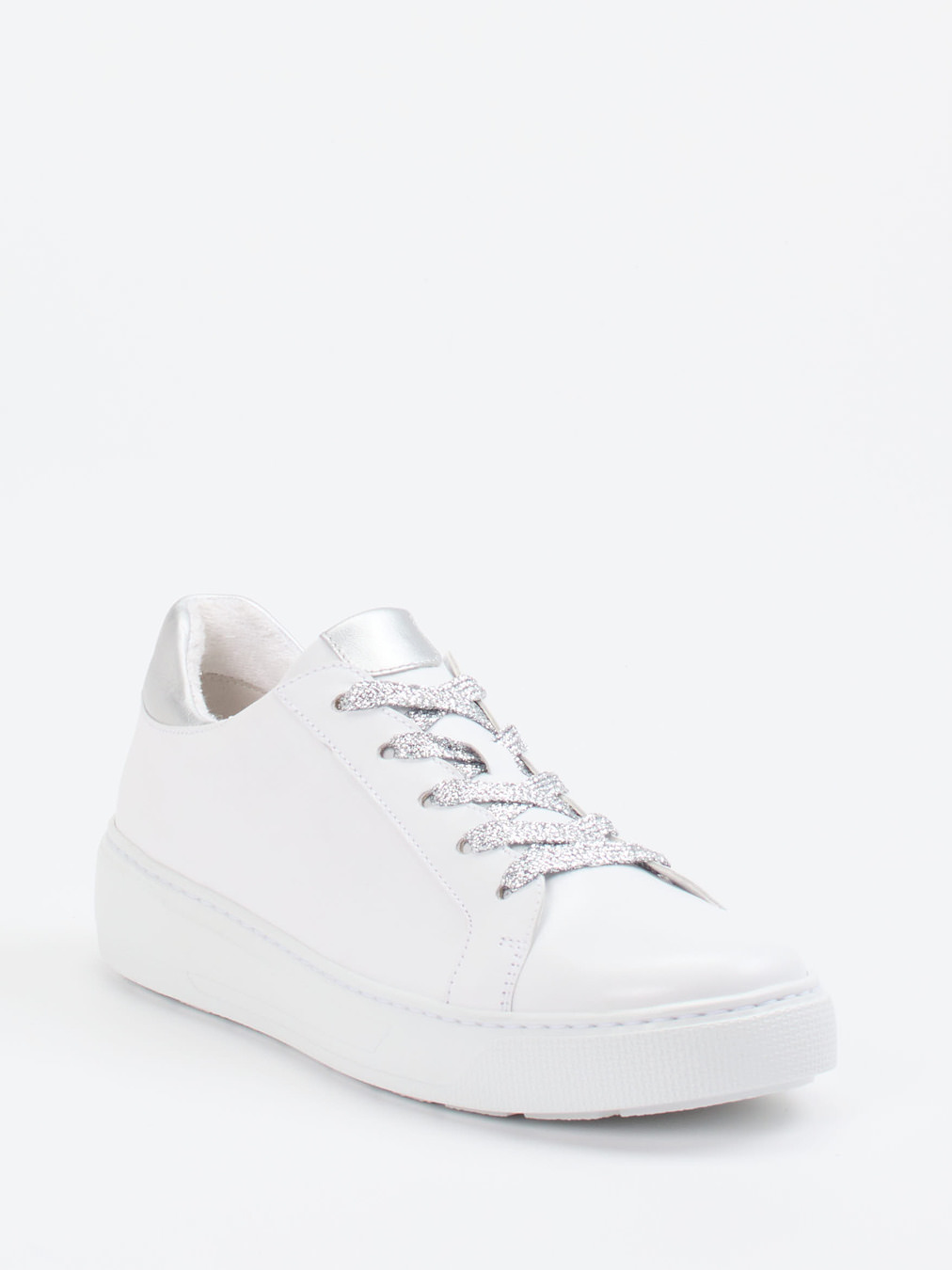 Gabor – Sneaker aus Kalbleder weiß glitzernd