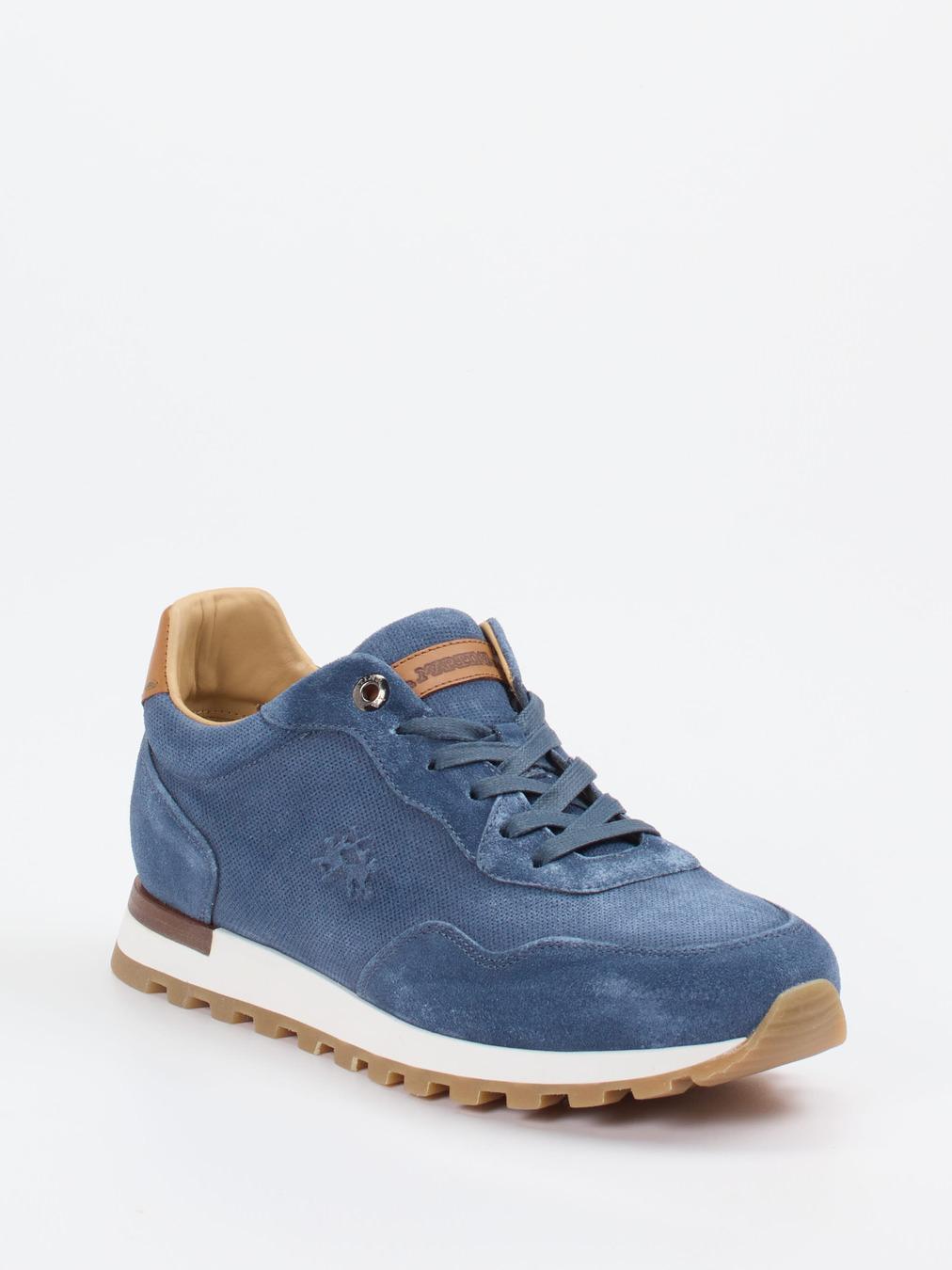 La Martina – Sneaker aus Kalbleder in Jeansblau