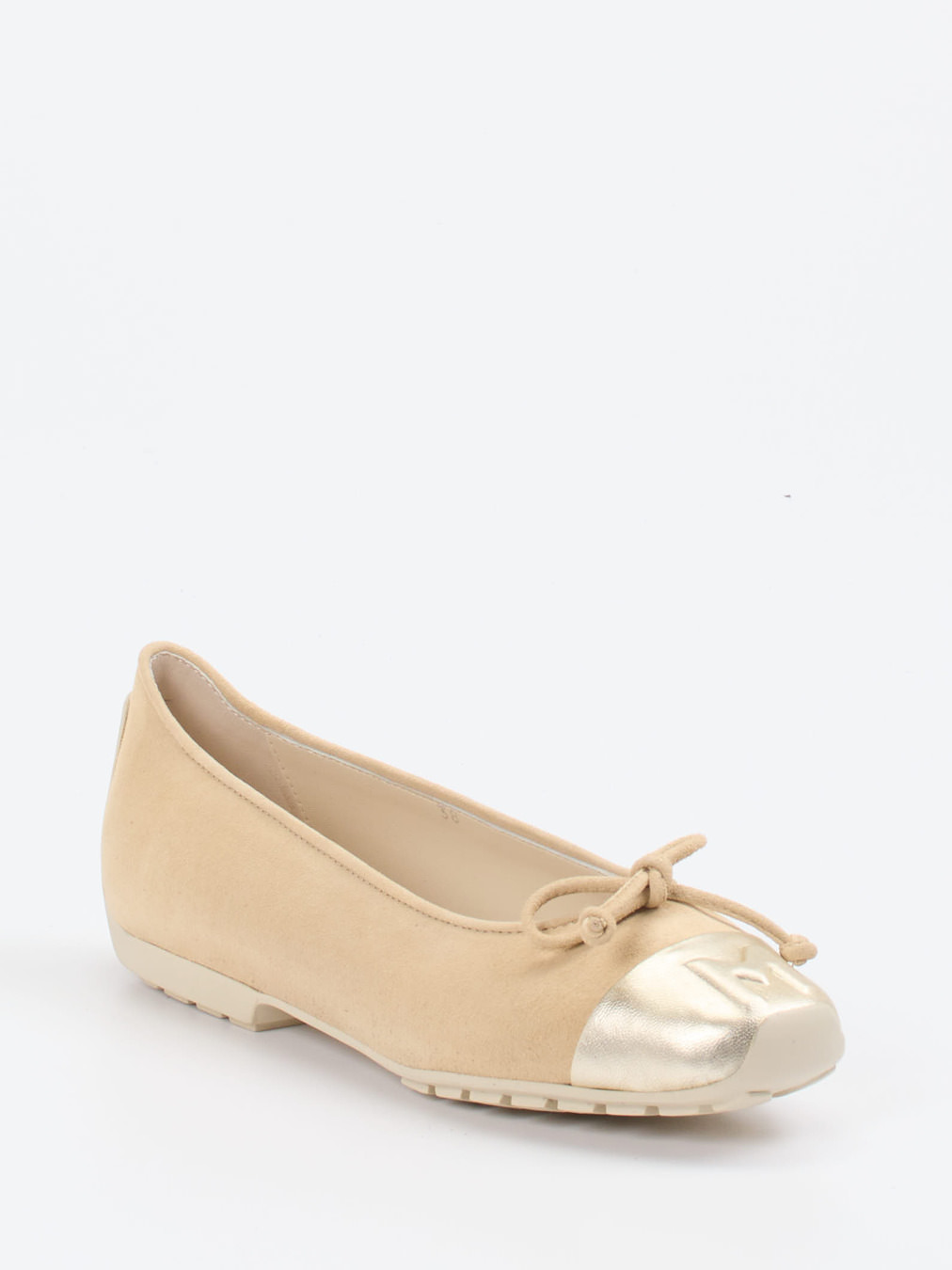 Mania – Komfort-Ballerinas aus Veloursleder Beige