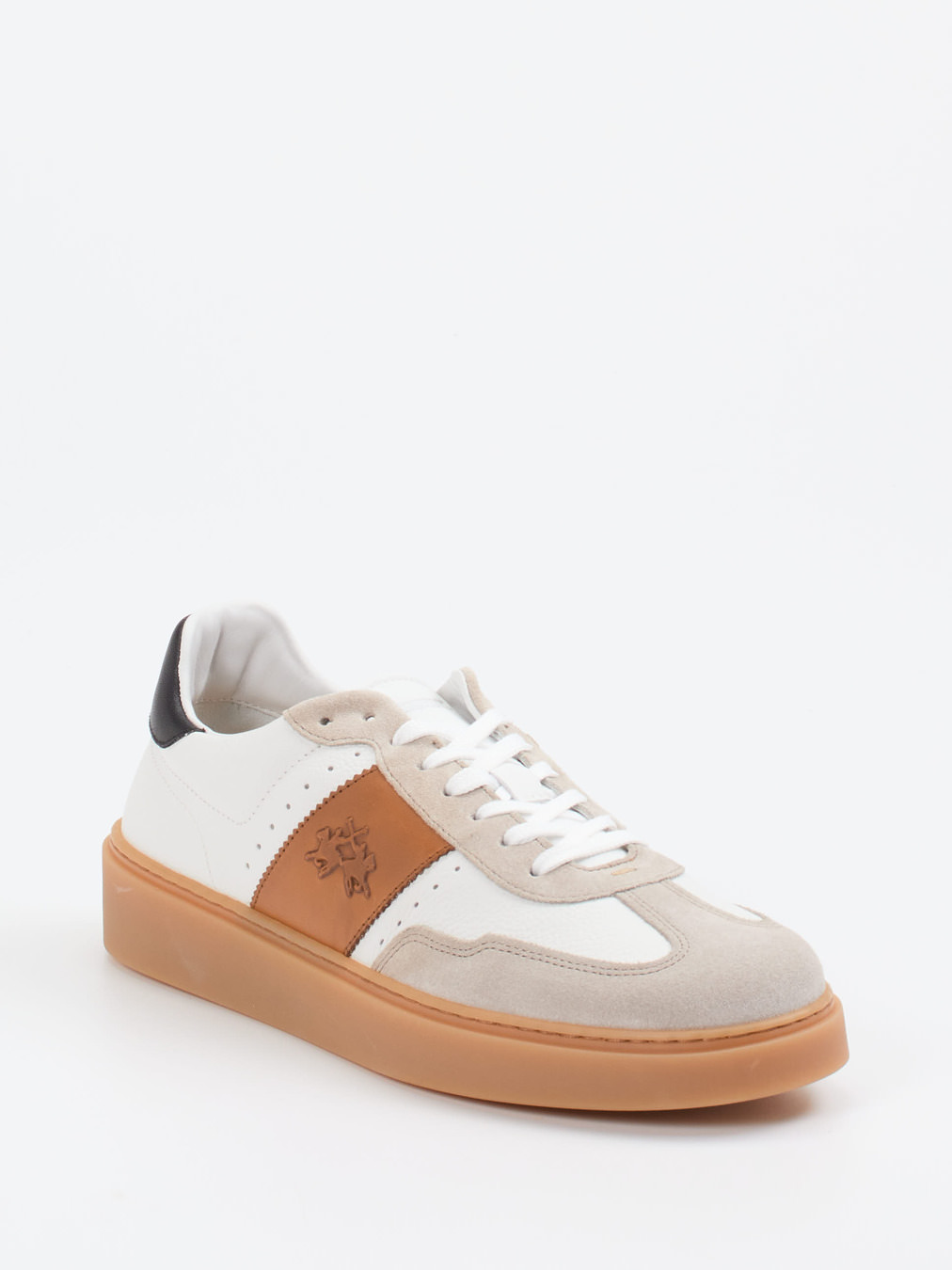 La Martina – Sneaker aus Velours- und Glattleder Weiß