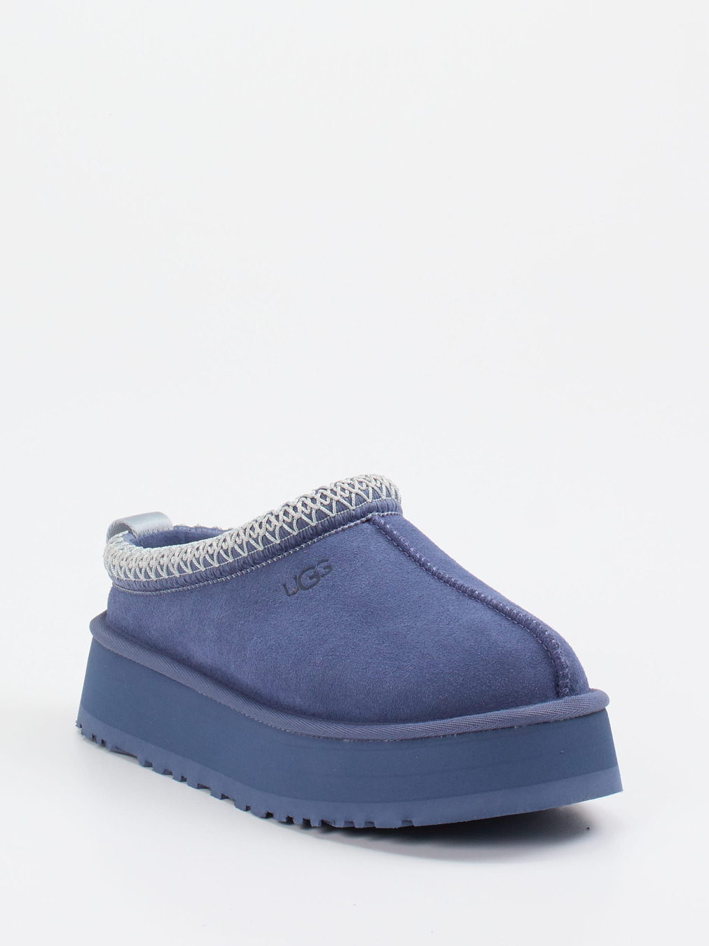 UGG – Plateau-Hausschuh aus Veloursleder in Blau